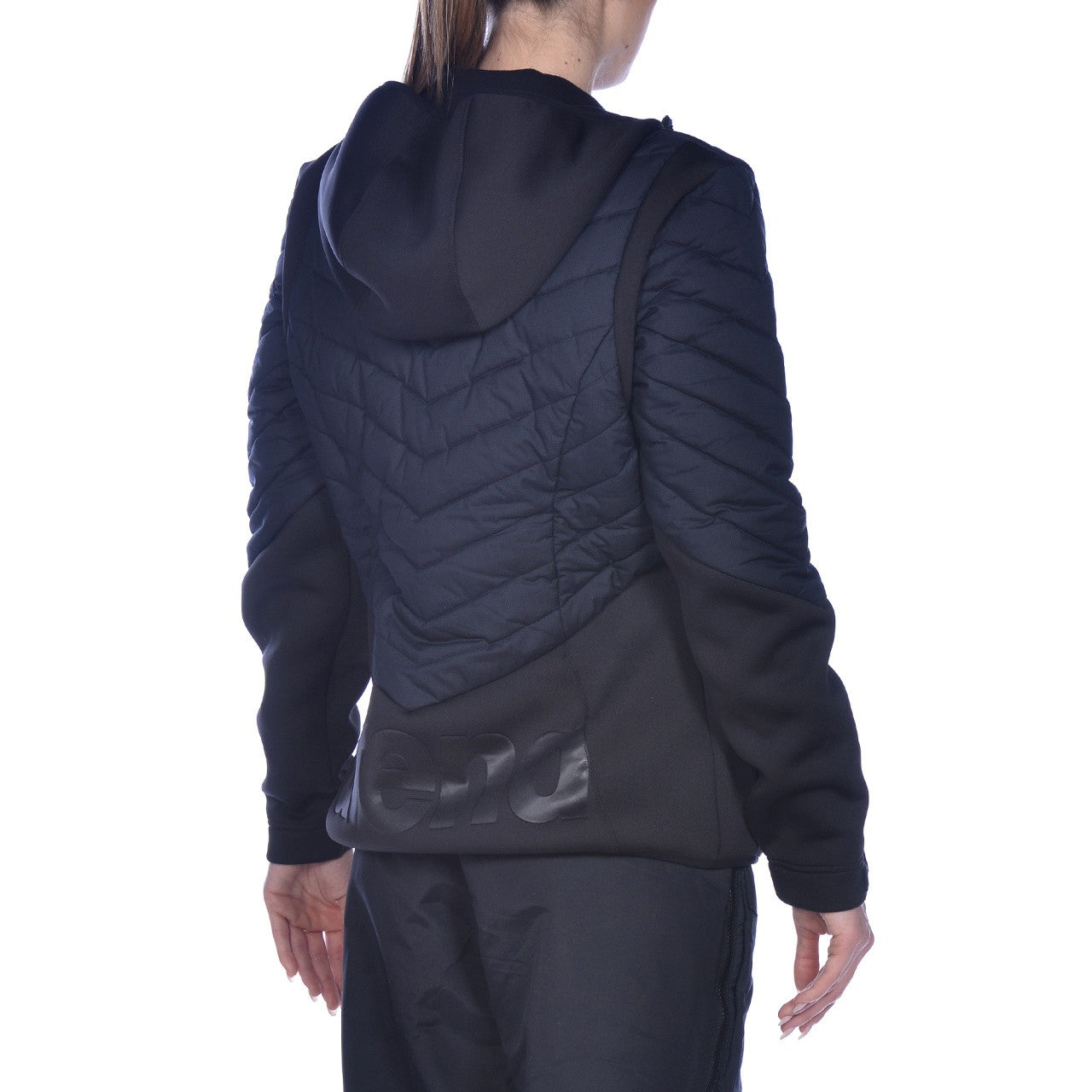 M Hooded FZ Half-Quilted Jacket black