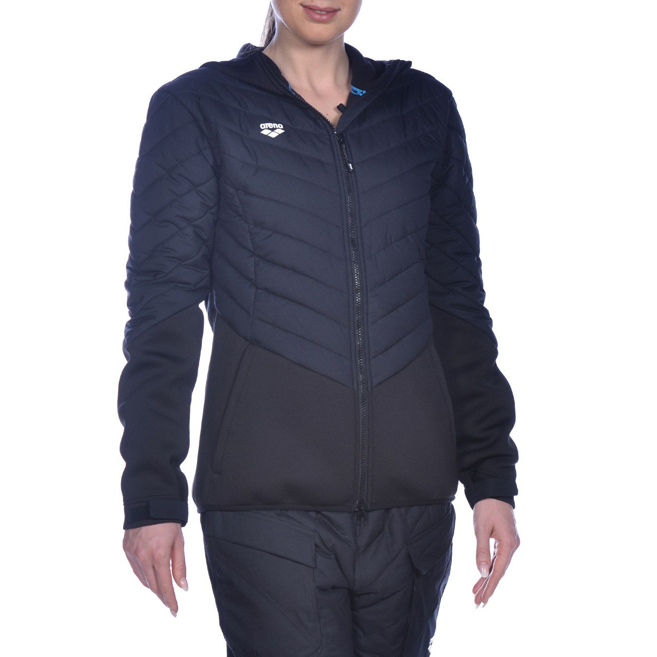 M Hooded FZ Half-Quilted Jacket black