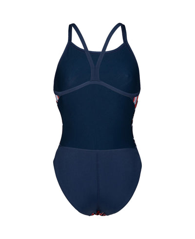 W Swimsuit Challenge Back Marbled navy-redmulti