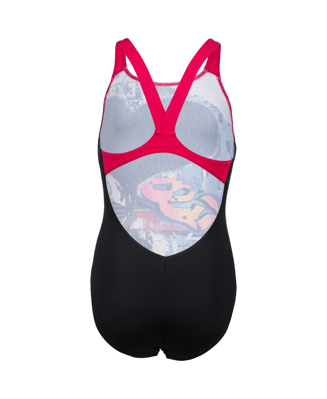 G Swimsuit V Back Placement black-rose