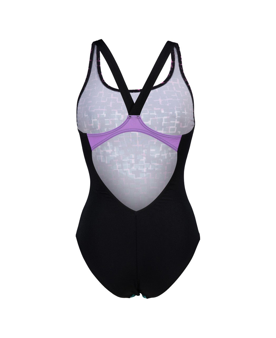 W Frame Swimsuit V Back black-lavanda-multi