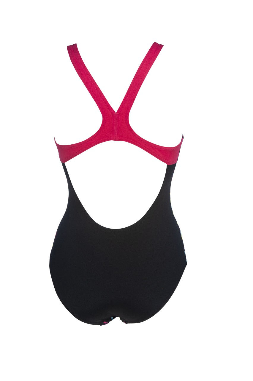 W Heat Stripes Swim Pro Back One Piece black-rose