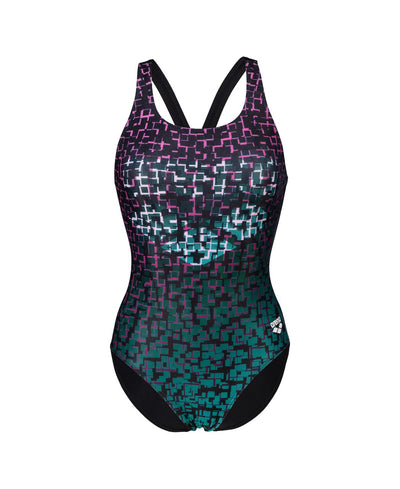 W Frame Swimsuit V Back black-lavanda-multi