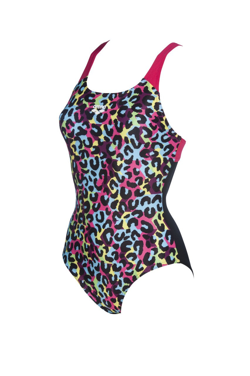 W Heat Stripes Swim Pro Back One Piece black-rose