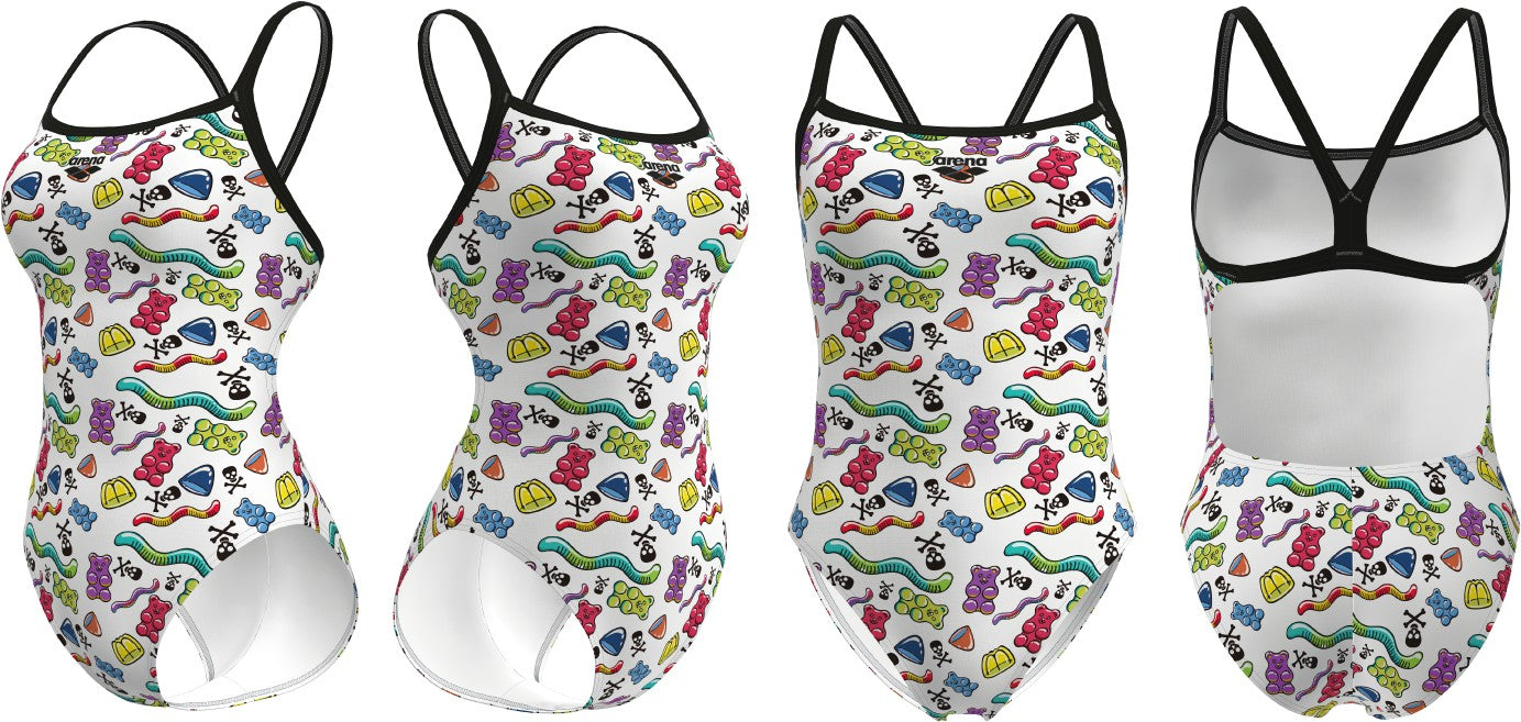 W Crazy Gummy Swimsuit Challenge Back black/white-mult