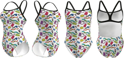 W Crazy Gummy Swimsuit Challenge Back black/white-mult