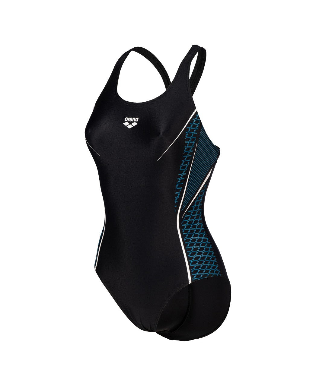 W Modular Swimsuit V Back black-turquoise