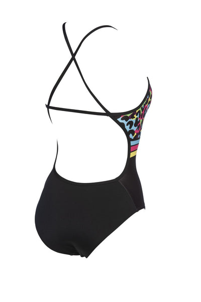 W Heat Stripes Accelerate Back One Piece black-multi