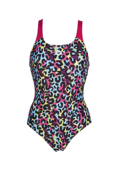 W Heat Stripes Swim Pro Back One Piece black-rose