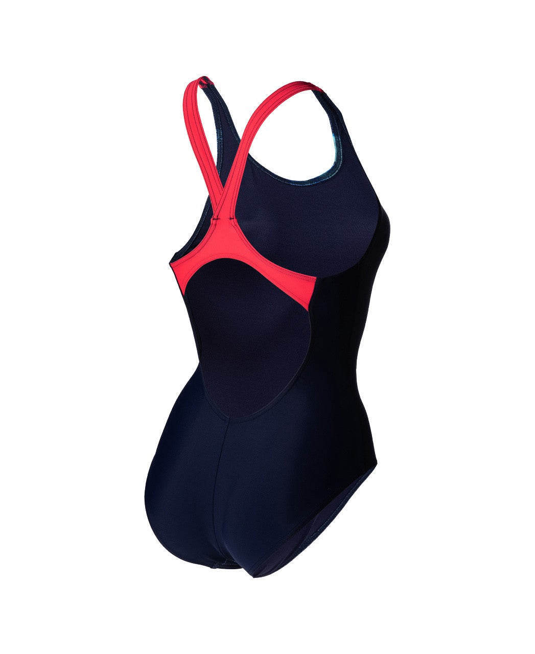 W Overlar Swimsuit V Back navy-fluored