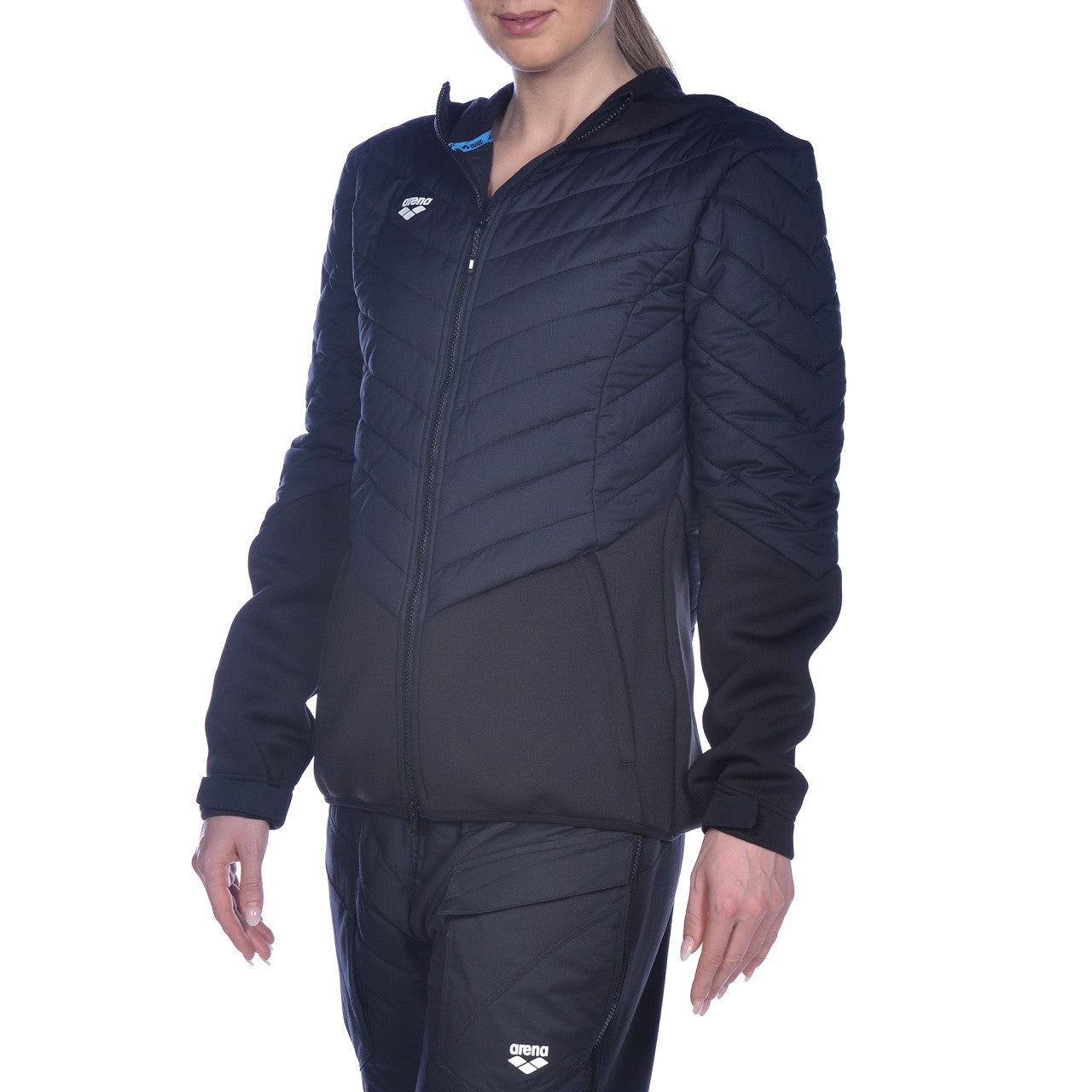 M Hooded FZ Half-Quilted Jacket black