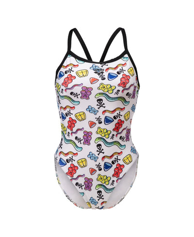 W Crazy Gummy Swimsuit Challenge Back black/white-mult