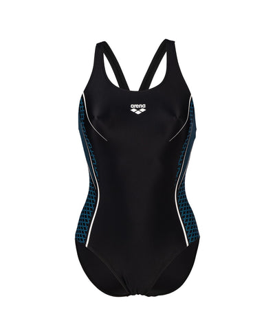 W Modular Swimsuit V Back black-turquoise