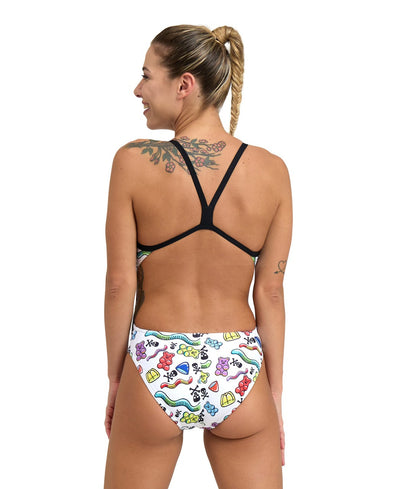 W Crazy Gummy Swimsuit Challenge Back black/white-mult