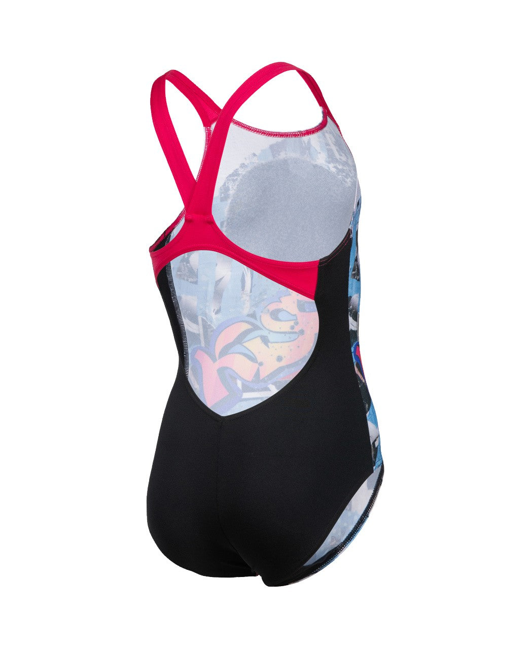 G Swimsuit V Back Placement black-rose