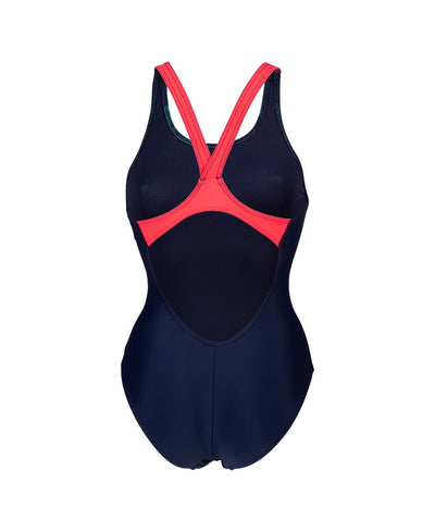 W Overlar Swimsuit V Back navy-fluored