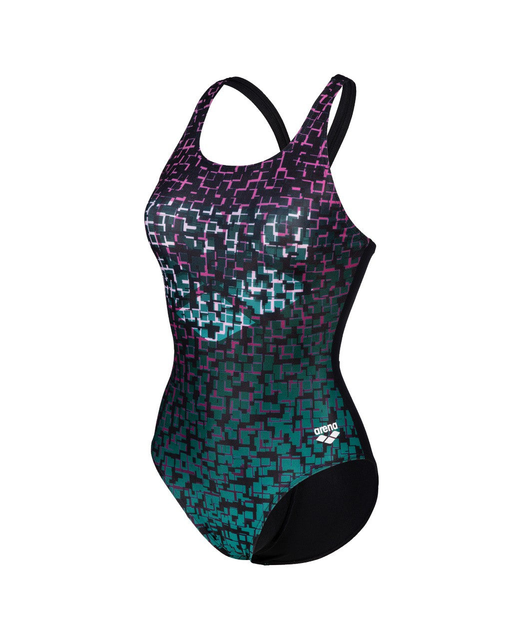 W Frame Swimsuit V Back black-lavanda-multi