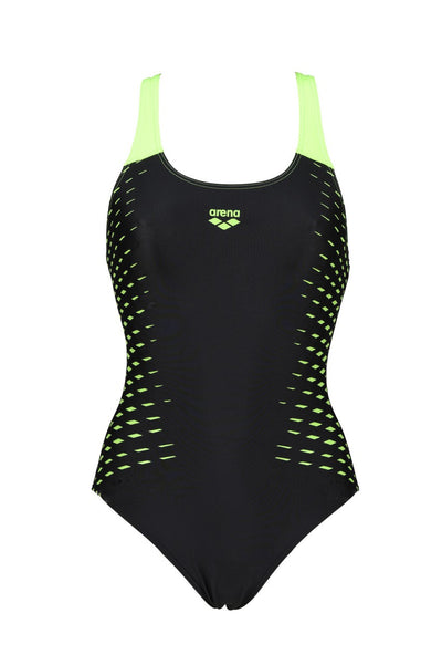 W Sparks V Back One Piece black-soft-green