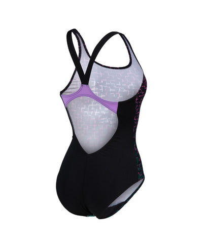 W Frame Swimsuit V Back black-lavanda-multi