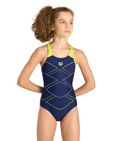 G Mark Swimsuit V Back navy-softgreen