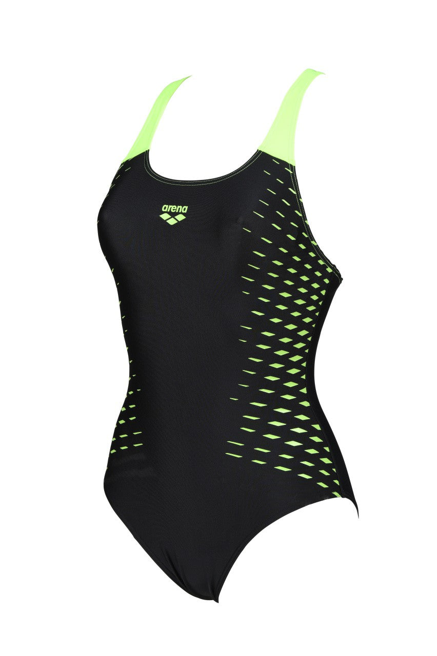 W Sparks V Back One Piece black-soft-green