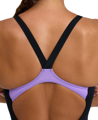 W Frame Swimsuit V Back black-lavanda-multi