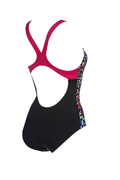 W Heat Stripes Swim Pro Back One Piece black-rose