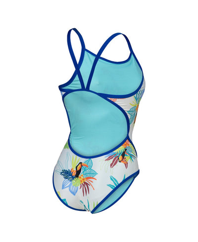 W Toucan Swimsuit Super Fly Back neonblue-whitemulti